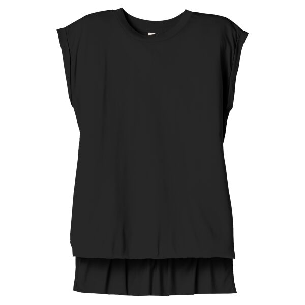 Bella Ladies Flowy Rolled Cuff Muscle T-Shirt Thumbnail